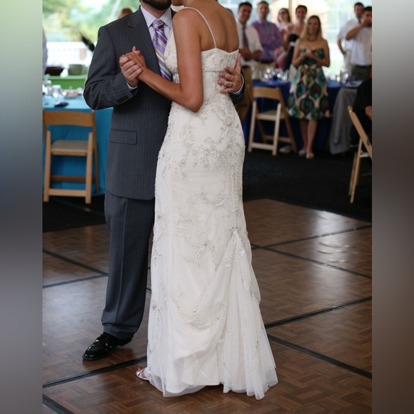Stunning Lazaro Ivory Trumpet Style Wedding Gown with Crystal Beading - Picture 3 of 8